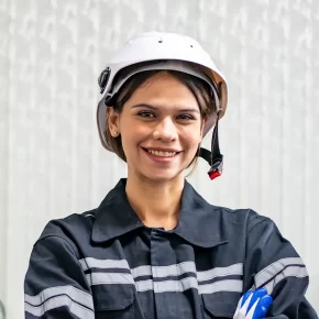 female-engineer-check-and-control-automation-robot-6KRPP9P.jpg